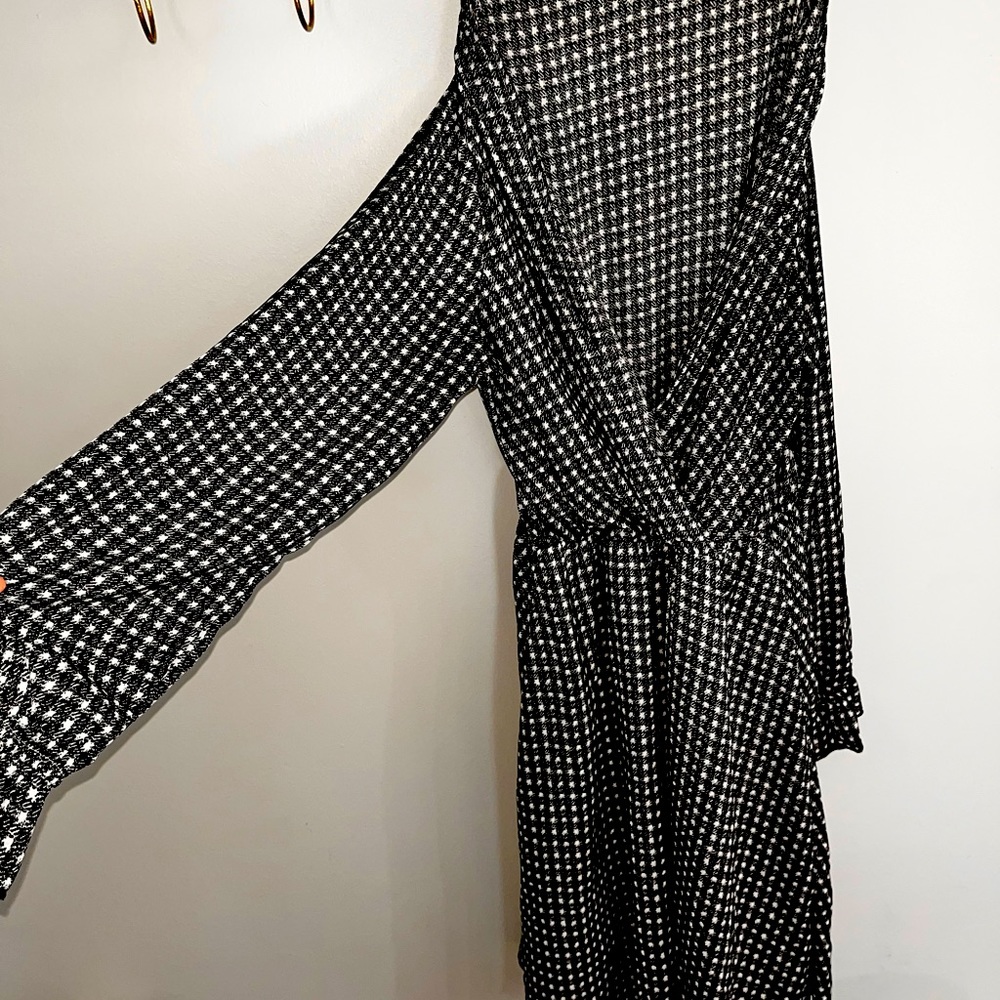 Aware long sleeve, medium length, deep V dress